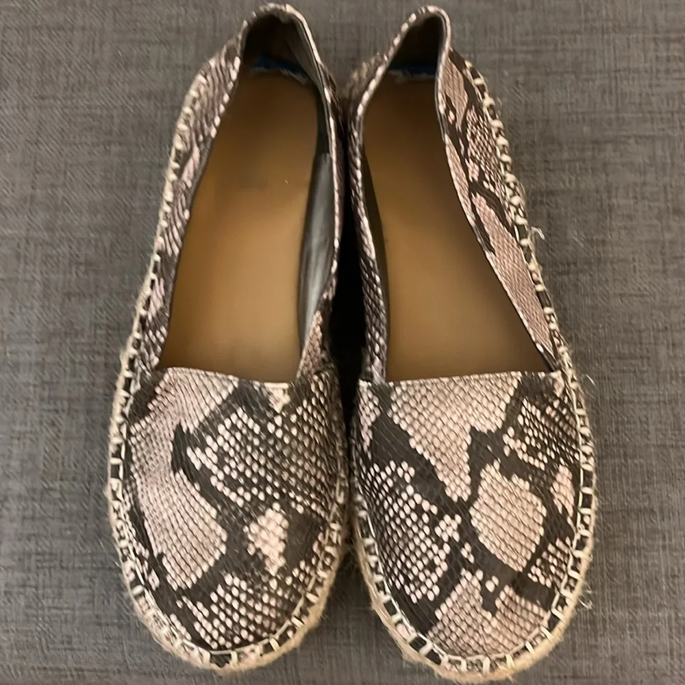 Sz 7.5 Carlos Santana Snake Platform Edith Espadrille SlipOn Shoes Natural Brown